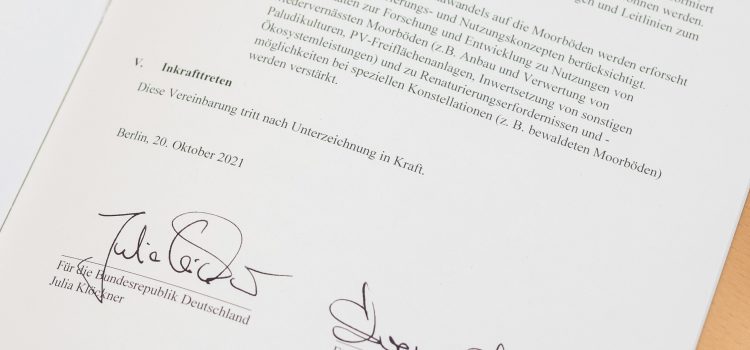 Zielvereinbarung für Moorbodenschutz unterzeichnet
